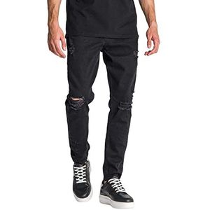 Gianni Kavanagh Black Ripped Carrot Leg Jeans Heren Jeans, zwart.