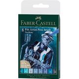 Faber-Castell Pitt Artist Pen 167173 inktstift, blauw, 8 stuks