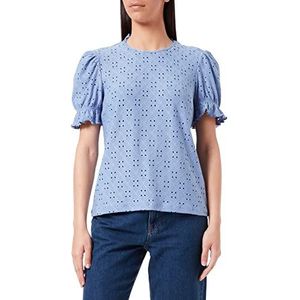 Vila Vikawa S/S Flounce Top/Su-Noos T-shirt dames, Manor Engels, XL, Manor Engels.