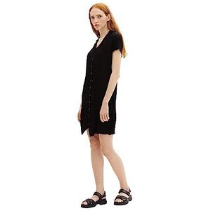 TOM TAILOR Denim 1036612 Mini-jurk met knoopsluiting en kraag voor dames (1 stuk), 14482 - Deep Black