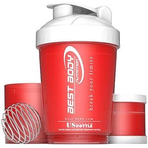 Best Body Nutrition Shaker à protéines - US Bouteille - Rouge/Blanc - Shaker à protéines - sans BPA - 600ml
