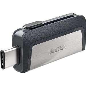SanDisk SDDDC2-256G Ultra DUAL, Dual Drive USB-stick USB 3.1 type C met dubbele verbinding, zwart