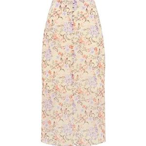 EMBELL Midirok met bloemenprint, midi-rok met bloemenprint voor dames, Wol Wit Veelkleurig