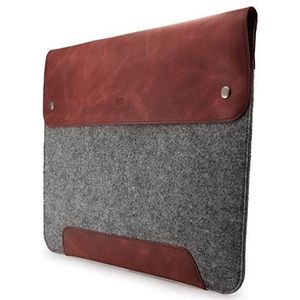 MegaGear MacBook 15 16 inch / 16 inch laptoptas van echt leer en fleece, maroon, Eén maat
