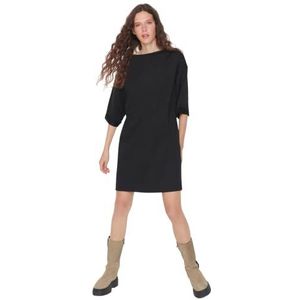 Trendyol Gebreide mini-jurk voor dames, casual, zwart, S, zwart.