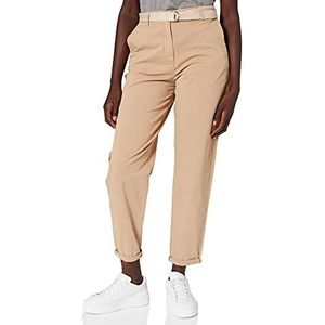 Tommy Hilfiger Dames taps toelopende chinobroek met riem, Beige