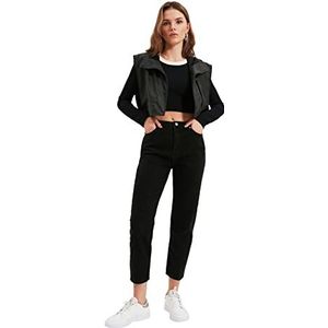 Trendyol Black Petite High Waist Mom Jeans Dames, zwart.