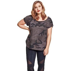 Urban Classics Tee Camo Back Shaped T-shirt voor dames (1 stuk), Donker camouflage.