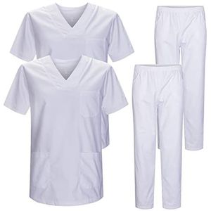 Misemiya - Set van 2 stuks – uniformen uniseks blouse – medisch uniform met bovendeel en broek – Ref. 2-8178, wit 22