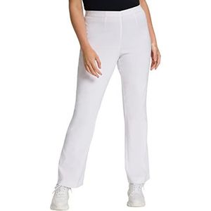 Ulla Popken Bengalin 615444 Damesbroek, oversized, tot 68, stoffen broek, regular fit, elastische tailleband, kreukmouwen, verschillende lengtes, Sneeuwwitje