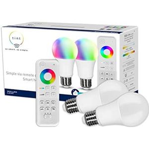 tint 2 x E27 ledlampvorm, wit en kleurrijk licht, dimbaar, Zigbee werkt met Alexa afstandsbediening