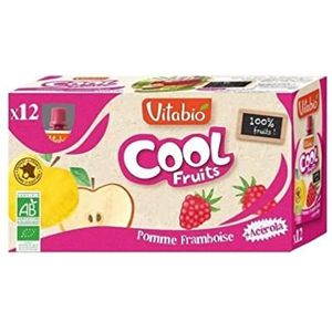 Vitabio Cool - Drinkfles voor fruit, appel, framboos, 12 x 90 g, compote, biologisch