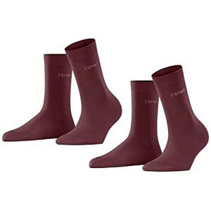 ESPRIT Dames Uni 2-pack ademende sokken biologisch duurzaam katoen versterkt duurzaam zachte platte teennaad voor dagelijks leven en werk multipack set van 2 paar, Rood (Shadow Red 8138)