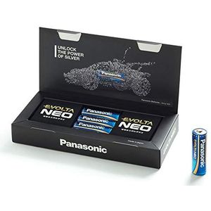 Panasonic EVOLTA Neo, premium alkaline batterij, doos met 4 AA, zeer krachtig, zeer lange levensduur en veilig, Mignon LR6 1,5 Volt, verpakt in een praktische opbergdoos.