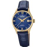 Festina Uniseks volwassenen analoog kwarts horloge met leren band F20011/3, blauw/goud, klein, armband, blauw/goud., Armband