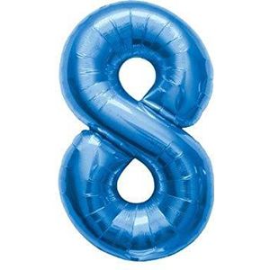 North Star - Foil Ballon, 40 cm, nummer 8-blauw, 5NS00460