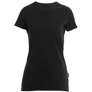 HRM Luxe dames ronde hals t-shirt maat I hoogwaardig T-shirt voor vrouwen ronde hals van 100% biologisch katoen basic T-shirt voor dames wasbaar tot 60 °C Hoge kwaliteit en duurzame top, zwart (zwart 01), M, Zwart (Black 01)