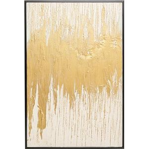 Kare Ontwerp abstract ingelijste afbeelding goud/wit, afbeelding op canvas, acrylschilderij, massief houten frame, wanddecoratie, woonkamer, slaapkamer, handbeschilderd, 80 x 120 cm