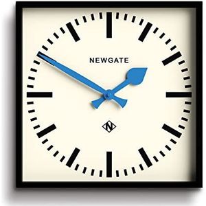 NEWGATE® Wandklok cijfer 5 wandklok vierkante klok keukenklok kantoorklok retro designer klok station klok station klok wijzerplaat marker (blauwe wijzer)