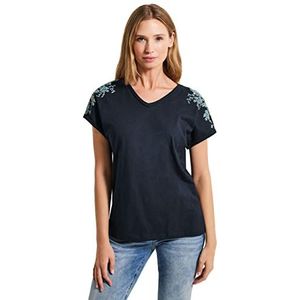 Cecil B320176 T-shirt voor dames, korte mouwen, bedrukt, Donkerblauw
