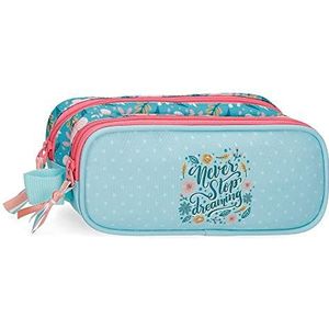Movom Never Stop Dreaming dubbele etui, blauw, 23 x 9 x 7 cm, polyester, blauw, dubbele zak, Blauw, dubbele mapje