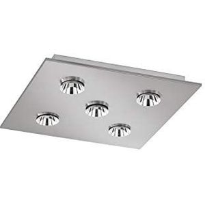 Fischer & Honsel Plafondlamp, 5 LED, 4 W, nikkel mat, lampenkap verchroomd