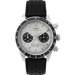 Timex Waterbury Heritage Herenhorloge, chronograaf, kwarts, zwart, armband, zwart., Armband