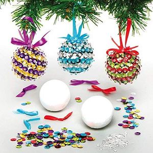 Baker Ross AX530 Kerstballenset met pailletten, 3 stuks, creatieve hobby's voor kinderen en volwassenen.