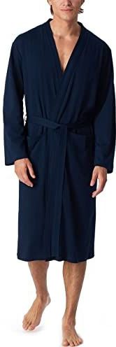 Schiesser Fijne Interlock badjas voor heren, Donkerblauw_178407
