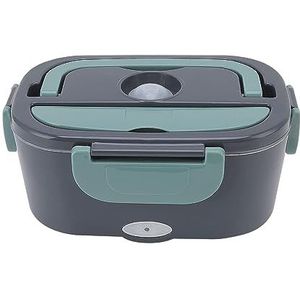 DAM Elektrische lunchbox, 40 W, 1500 ml, Verwarm je levensmiddelen erin. AC- en autoadapter inclusief bestek en hoes 23 x 16,5 x 10,5 cm. Kleur: petrol blauw