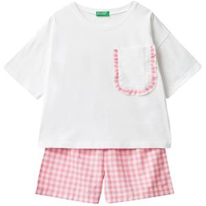 United Colors of Benetton Ensemble de pyjama pour fille, Bianco Ottico 101, S