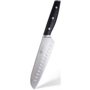 MasterChef Santoku Professioneel mes, roestvrij staal met hoog koolstofgehalte, drievoudig geklonken handvat, volle zijde met mijter, lemmet van 18 cm