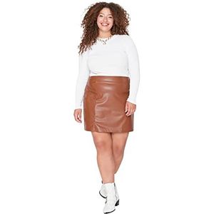 TRENDYOL Trendyol Minirok potlood voor dames, grote maten, rok voor dames (1 stuk), Braun