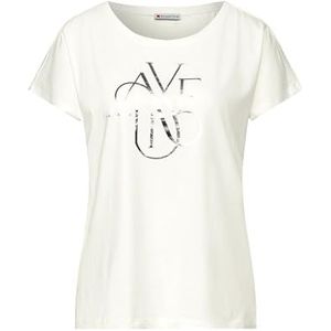 Street One T-shirt pour femme A321328 avec inscription, blanc cassé, taille 6, ecru, 40