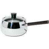 Alessi Sg55/pen B Mami Bourguignon-braadpan met lange greep van roestvrij staal 18/10, met Thermodifootsorbodem en houten handvat, zwart