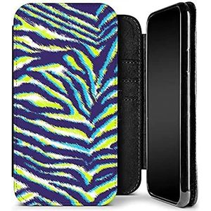caseable Apple iPhone 7/8/SE (2020) beschermhoes - mobiele telefoon klaphoes - schokabsorberend en krasbestendig oppervlak - kaartenvak - kleurrijk design - Neon Zebra - dierenprint