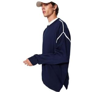 Trendyol Oversized basic ronde hals gebreide trui voor heren (1 stuk), Navy Blauw, M