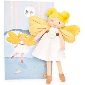 Jolijou - Bosfee pop gemaakt van stof - Aurora - Geschenkdoos - 25 cm - Wit en geel knuffeldier - Verbeelding ontwikkeling - Cadeau idee voor geboorte meisje - JJ6032