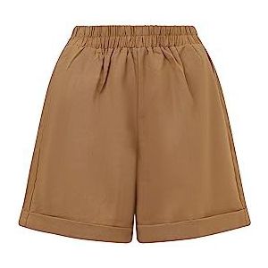 BALOU Short taille haute en coton et lin pour femme Caramel, caramel, 42