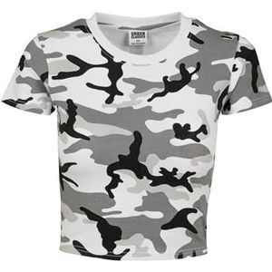 Urban Classics Dames Stretch Jersey Cropped Tee T-Shirt, meerkleurig (Snowcamo 00787), XS Dames, Camouflage