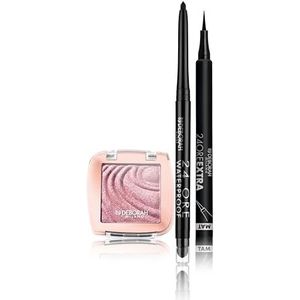 Deborah Milano - 24 uur automatische waterdichte oogmake-up set 01 zwart, Color Lovers 05 Intense Pink, romige Long Lasting en eyelinerpen 24 uur extra mat