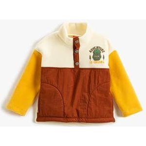 Koton Babyboys Sweat-shirt en polaire à col montant avec boutons pression et poches contrastées, Ecru (010), 12-18 Monate