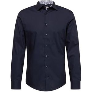 Seidensticker Zakelijk overhemd voor heren, slim fit, strijkvrij, kentkraag, lange mouwen, 100% katoen, Donkerblauw