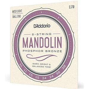 D'Addario EJ70 fosforbronzen snaren voor mandoline, kogeluiteinde, middellang, 11-38