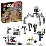 LEGO 75372 Star Wars Battle Pack Clone Troopers en Battle Droids, speelgoed voor kinderen, met Speeder Bike, tri-Droid figuur en verdedigingspost, cadeau voor jongens en meisjes vanaf 7 jaar