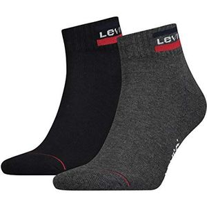 Levi's Levis 144ndl Mid Cut Sprtwr Logo 2p uniseks sokken, 208 mid grijs/zwart