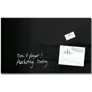 SIGEL Gl130 Premium glazen magneetbord, glanzend oppervlak, 78 x 48 cm, eenvoudige montage, zwart - Artverum