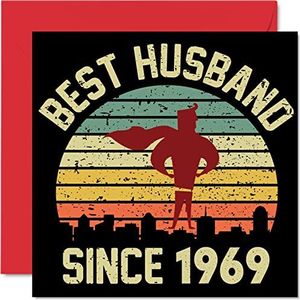 Emerald huwelijksverjaardagskaart voor echtgenoot van vrouw - beste echtgenoot sinds 1969 - wenskaarten voor 55e huwelijksverjaardag voor partner, 145 mm x 145 mm voor