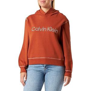 Calvin Klein Pyjama top met capuchon voor dames, Gember brood/koperen naden