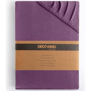 DecoKing Hoeslaken 140 x 200 cm 160 x 200 cm bedlaken hoeslaken 140 x 200 pruimenviolet jersey 100% katoen boxspring bed 140 x 200 cm amber 160 x 200 cm
